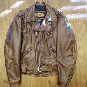 Harley-Davidson Shovelhead Brown Leather Jacket XL